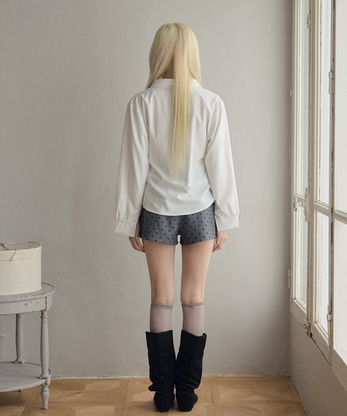 LiLIN(リリン)の「カシュクールアシンメトリーシャツ / wrap asymmetric shirt(シャツ/ブラウス・レディース・ブルー/ホワイト・FREE)」の9枚目の写真