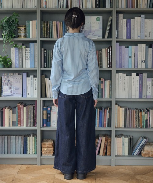 LiLIN(リリン)の「カシュクールアシンメトリーシャツ / wrap asymmetric shirt(シャツ/ブラウス・レディース・ブルー/ホワイト・FREE)」の19枚目の写真