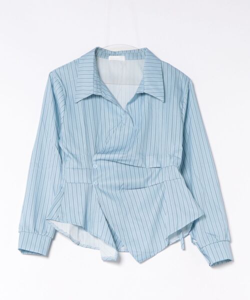 LiLIN(リリン)の「カシュクールアシンメトリーシャツ / wrap asymmetric shirt(シャツ/ブラウス・レディース・ブルー/ホワイト・FREE)」の20枚目の写真