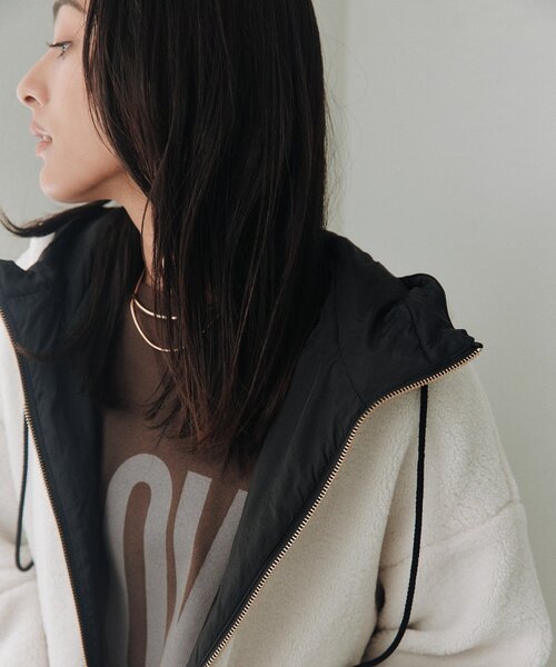 RIVE DROITE(リヴドロワ)の「フードボアZIPコート(秋服/冬服)(その他アウター・レディース・チャコールグレー/オフホワイト・FREE)」の9枚目の写真