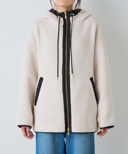 RIVE DROITE(リヴドロワ)の「フードボアZIPコート(秋服/冬服)(その他アウター・レディース・チャコールグレー/オフホワイト・FREE)」の12枚目の写真