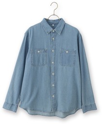 着心地のよい定番デニムシャツ!つぶし襟レギュラーカラーシャツ