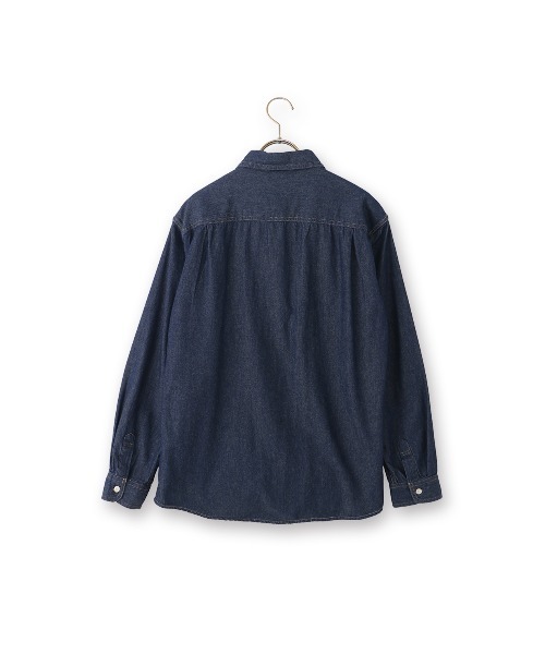 AOYAMA(アオヤマ)の「着心地のよい定番デニムシャツ!つぶし襟レギュラーカラーシャツ(シャツ/ブラウス・メンズ・ブルー/ネイビー・L/M)」の3枚目の写真