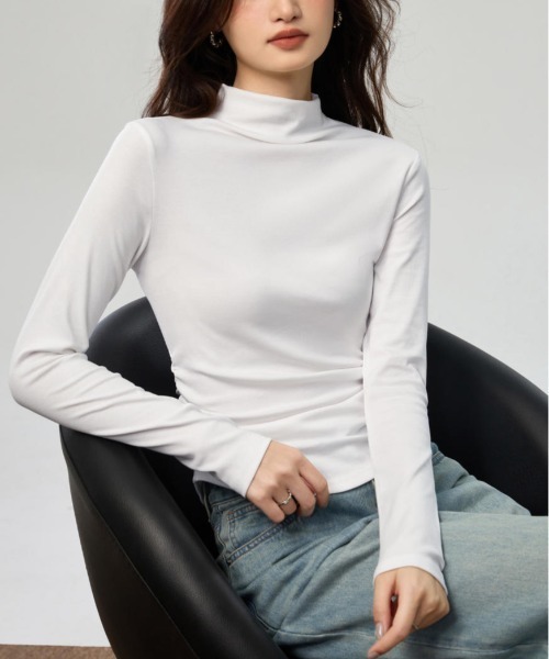 Bifrost(ビフレスト)の「柔らかい着心地ハーフハイネック長袖 T シャツ(Tシャツ/カットソー・レディース・グレー/ブラック/ホワイト・L/M)」の18枚目の写真