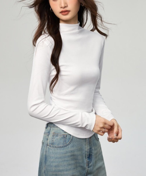 Bifrost(ビフレスト)の「柔らかい着心地ハーフハイネック長袖 T シャツ(Tシャツ/カットソー・レディース・グレー/ブラック/ホワイト・L/M)」の16枚目の写真