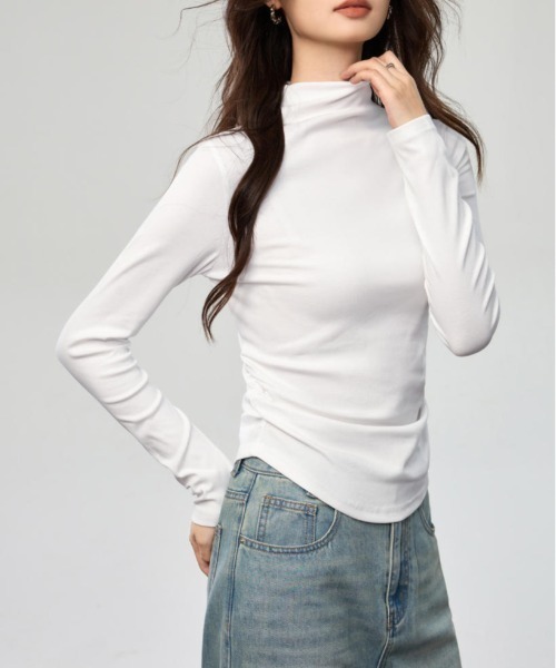 Bifrost(ビフレスト)の「柔らかい着心地ハーフハイネック長袖 T シャツ(Tシャツ/カットソー・レディース・グレー/ブラック/ホワイト・L/M)」の17枚目の写真