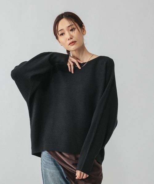 GLOBAL WORK（グローバルワーク）の「カシミヤタッチドルマンプルオーバー/758648（ニット/セーター・レディース・グレイッシュベージュ/ブルー/ワインレッド/ブラック/ライトグレー・MEDIUM/X-SMALL/X-LARGE/SMALL/LARGE）」の2枚目の写真