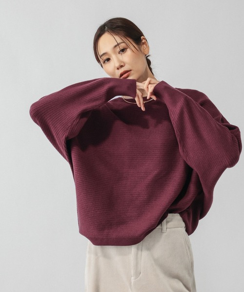 GLOBAL WORK（グローバルワーク）の「カシミヤタッチドルマンプルオーバー/758648（ニット/セーター・レディース・グレイッシュベージュ/ブルー/ワインレッド/ブラック/ライトグレー・MEDIUM/X-SMALL/X-LARGE/SMALL/LARGE）」の5枚目の写真