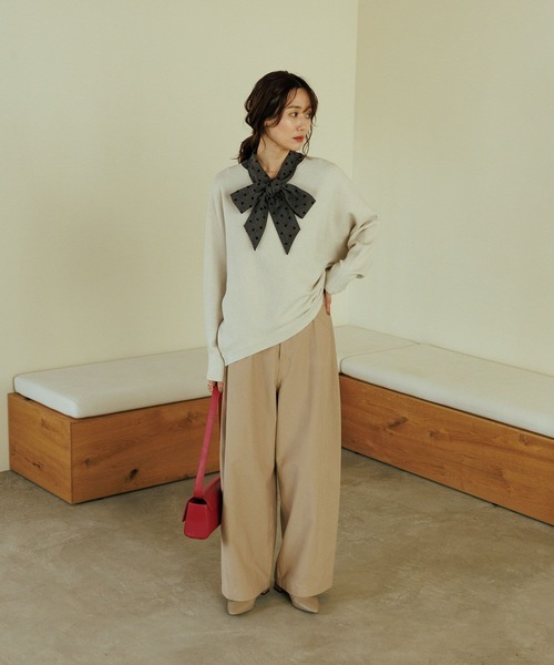 GLOBAL WORK（グローバルワーク）の「カシミヤタッチドルマンプルオーバー/758648（ニット/セーター・レディース・グレイッシュベージュ/ブルー/ワインレッド/ブラック/ライトグレー・MEDIUM/X-SMALL/X-LARGE/SMALL/LARGE）」の6枚目の写真