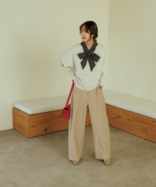 GLOBAL WORK（グローバルワーク）の「カシミヤタッチドルマンプルオーバー/758648（ニット/セーター・レディース・グレイッシュベージュ/ブルー/ワインレッド/ブラック/ライトグレー・MEDIUM/X-SMALL/X-LARGE/SMALL/LARGE）」の7枚目の写真