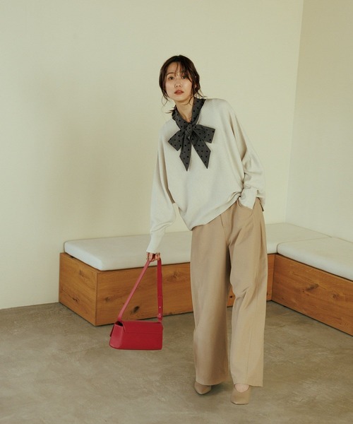 GLOBAL WORK（グローバルワーク）の「カシミヤタッチドルマンプルオーバー/758648（ニット/セーター・レディース・グレイッシュベージュ/ブルー/ワインレッド/ブラック/ライトグレー・MEDIUM/X-SMALL/X-LARGE/SMALL/LARGE）」の8枚目の写真