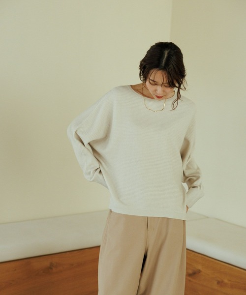 GLOBAL WORK（グローバルワーク）の「カシミヤタッチドルマンプルオーバー/758648（ニット/セーター・レディース・グレイッシュベージュ/ブルー/ワインレッド/ブラック/ライトグレー・MEDIUM/X-SMALL/X-LARGE/SMALL/LARGE）」の12枚目の写真