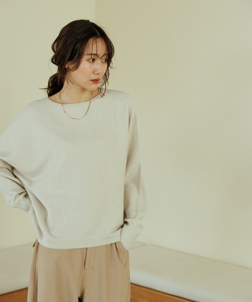 GLOBAL WORK（グローバルワーク）の「カシミヤタッチドルマンプルオーバー/758648（ニット/セーター・レディース・グレイッシュベージュ/ブルー/ワインレッド/ブラック/ライトグレー・MEDIUM/X-SMALL/X-LARGE/SMALL/LARGE）」の13枚目の写真