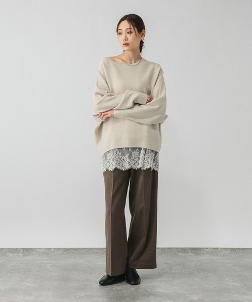 GLOBAL WORK（グローバルワーク）の「カシミヤタッチドルマンプルオーバー/758648（ニット/セーター・レディース・グレイッシュベージュ/ブルー/ワインレッド/ブラック/ライトグレー・MEDIUM/X-SMALL/X-LARGE/SMALL/LARGE）」の22枚目の写真