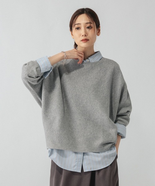 GLOBAL WORK（グローバルワーク）の「カシミヤタッチドルマンプルオーバー/758648（ニット/セーター・レディース・グレイッシュベージュ/ブルー/ワインレッド/ブラック/ライトグレー・MEDIUM/X-SMALL/X-LARGE/SMALL/LARGE）」の21枚目の写真