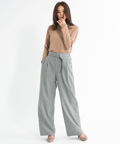 ELFORBR(エルフォーブル)の「ベルト付きストレッチワイドパンツ(その他パンツ・レディース・ブラック/グレー/カーキ・36/38)」の8枚目の写真