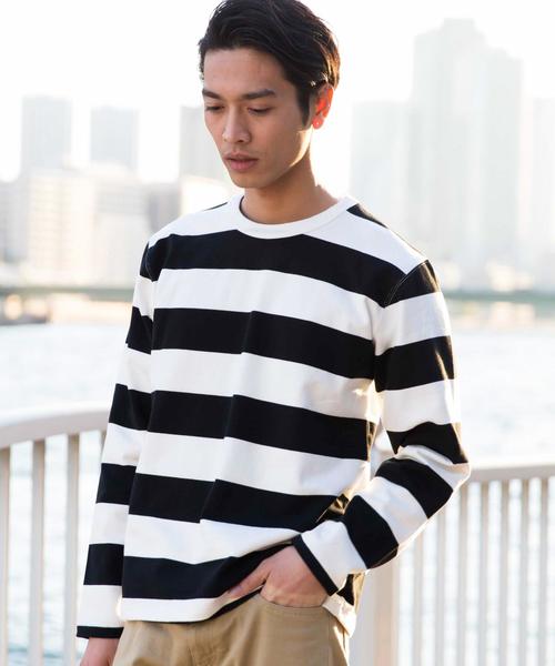 green label relaxing(グリーンレーベルリラクシング)の「BC HEAVY/W WIDE/ボーダー C/N カットソー ◆(Tシャツ/カットソー・メンズ・ブラック/オリーブ/ネイビー・LARGE/MEDIUM/SMALL)」の2枚目の写真