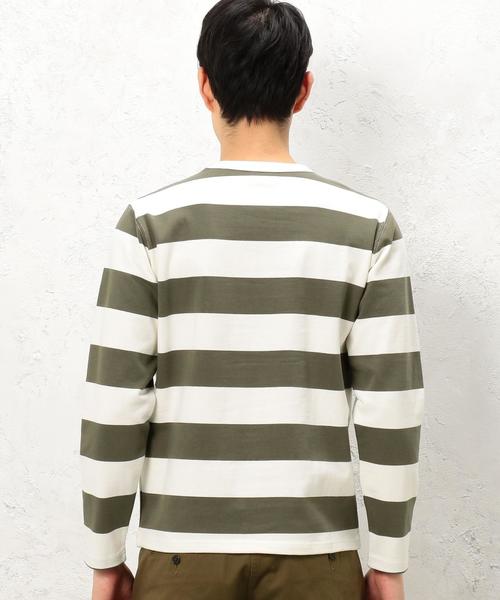 green label relaxing(グリーンレーベルリラクシング)の「BC HEAVY/W WIDE/ボーダー C/N カットソー ◆(Tシャツ/カットソー・メンズ・ブラック/オリーブ/ネイビー・LARGE/MEDIUM/SMALL)」の4枚目の写真