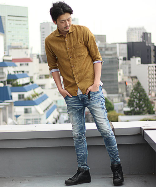 glory crew（グローリークルー）の「【人気につきカラー追加】フレンチリネンシャツ（ホリゾンタルカラー、７分袖）（シャツ/ブラウス・メンズ・ホワイト/ブラウン/キャメル/ボルドー/ブラック/カーキ・S/L/LL/M）」の16枚目の写真