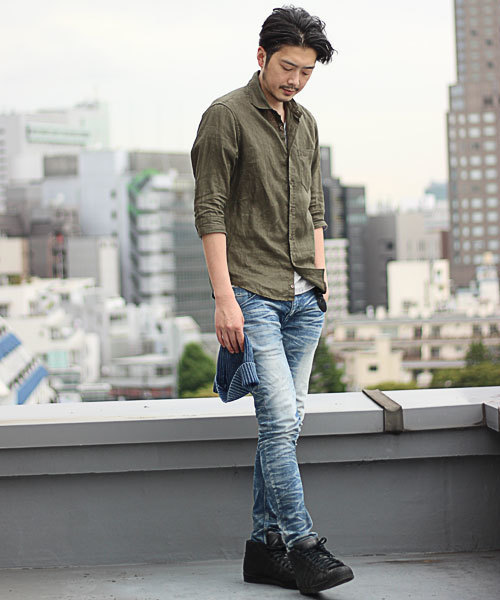 glory crew（グローリークルー）の「【人気につきカラー追加】フレンチリネンシャツ（ホリゾンタルカラー、７分袖）（シャツ/ブラウス・メンズ・ホワイト/ブラウン/キャメル/ボルドー/ブラック/カーキ・S/L/LL/M）」の17枚目の写真