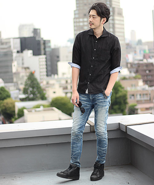glory crew（グローリークルー）の「【人気につきカラー追加】フレンチリネンシャツ（ホリゾンタルカラー、７分袖）（シャツ/ブラウス・メンズ・ホワイト/ブラウン/キャメル/ボルドー/ブラック/カーキ・S/L/LL/M）」の9枚目の写真