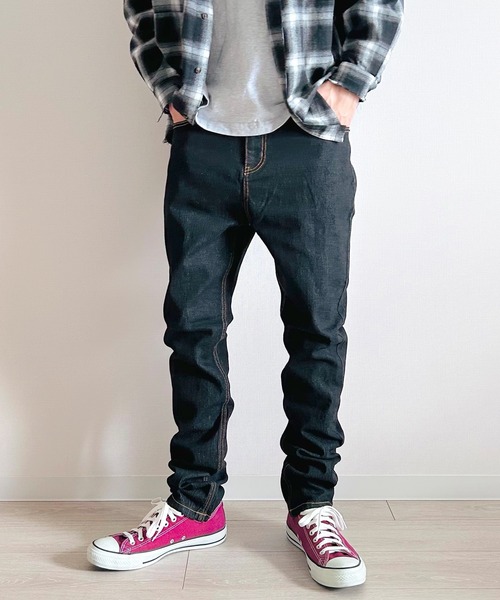 ストレッチテーパードちょいサルエルスキニーパンツ デニムパンツ