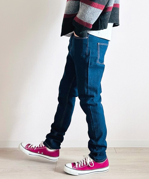 ストレッチテーパードちょいサルエルスキニーパンツ デニムパンツ