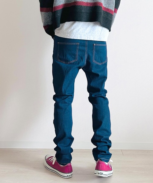 ストレッチテーパードちょいサルエルスキニーパンツ デニムパンツ