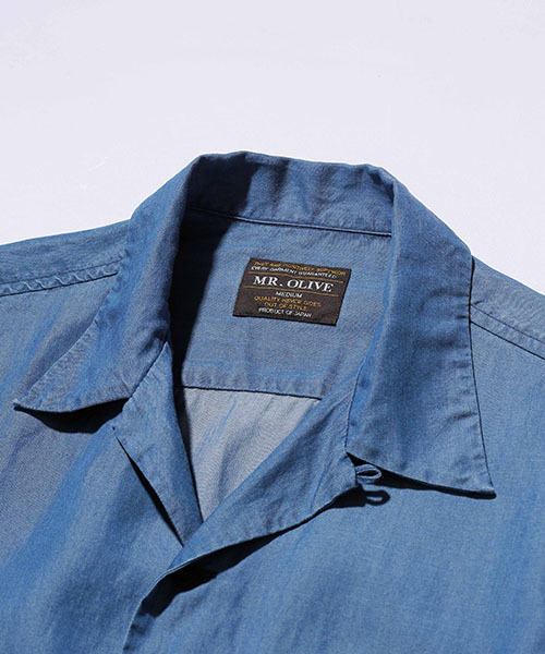 MR.OLIVE（ミスターオリーブ）の「TENCEL 100 / OPEN COLLAR DENIM SHIRT(オープンカラー デニムシャツ)（シャツ/ブラウス・メンズ・ライトインディゴブルー/ダークインディゴブルー・LARGE/MEDIUM/SMALL）」の4枚目の写真