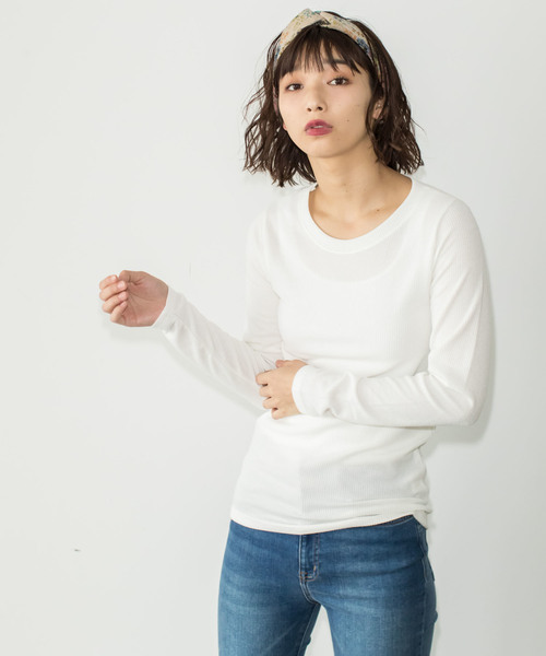 and R（アンドアール）の「ベーシックカットソー（Tシャツ/カットソー・レディース・ホワイト/ブラック/カーキ/ワインレッド・FREE）」の5枚目の写真