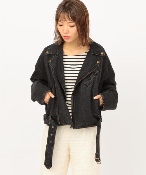 Another Edition（アナザーエディション）の「デニムライダースジャケット（ライダースジャケット・レディース・ブラック/ライトブルー・SMALL/MEDIUM）」の13枚目の写真