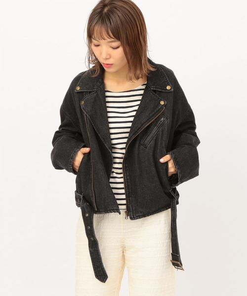 Another Edition（アナザーエディション）の「デニムライダースジャケット（ライダースジャケット・レディース・ブラック/ライトブルー・SMALL/MEDIUM）」の15枚目の写真