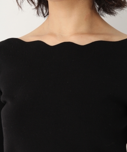 A part by（アパートバイ）の「14GCoMoスカラップ5S 788625（ニット/セーター・レディース・ターコイズブルー/ホワイト/ブラック・FREE）」の6枚目の写真