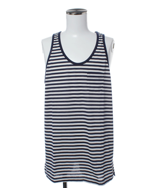 WEGO（ウィゴー）の「WEGO/ボーダールーズタンク（タンクトップ・メンズ・ブラック/ネイビー/レッド・MEDIUM/LARGE）」の3枚目の写真