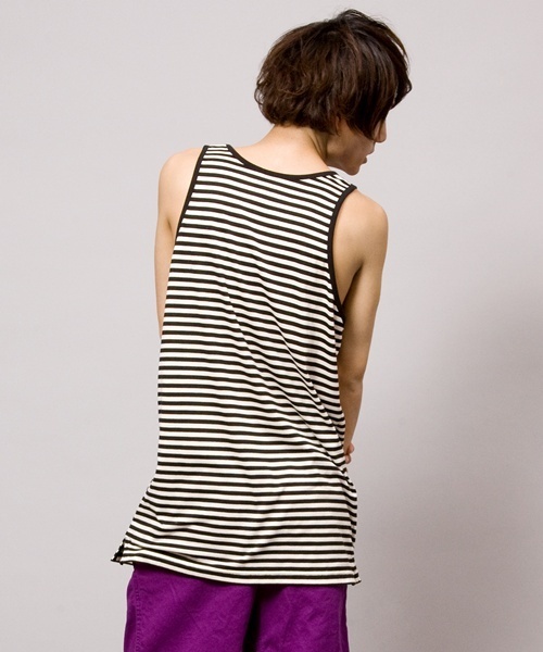 WEGO（ウィゴー）の「WEGO/ボーダールーズタンク（タンクトップ・メンズ・ブラック/ネイビー/レッド・MEDIUM/LARGE）」の9枚目の写真