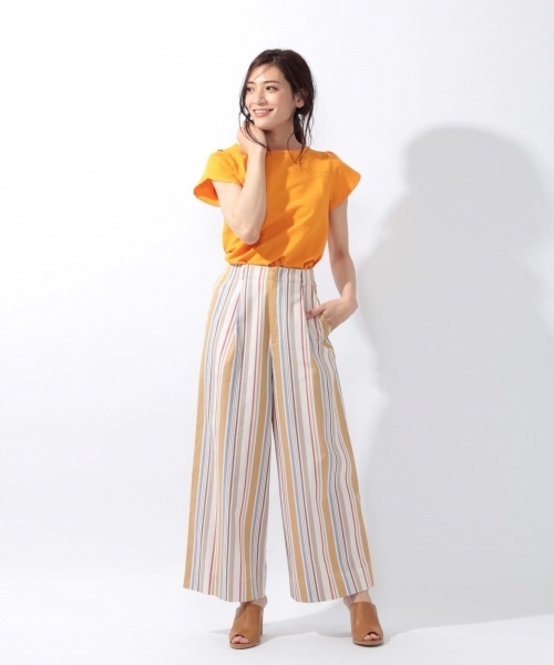 laboratory work（ラボラトリーワーク）の「サッカーストライププルオーバー（Tシャツ/カットソー・レディース・オフホワイト/オレンジ/ブルー・MEDIUM）」の5枚目の写真