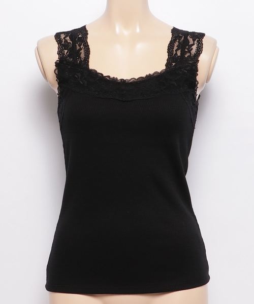 one way（ワンウェイ）の「ハニカムレースタンク（タンクトップ・レディース・ホワイト/ブラック・M）」の2枚目の写真