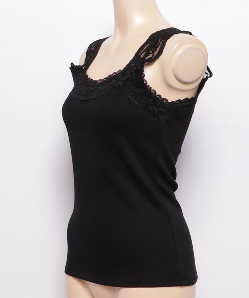 one way（ワンウェイ）の「ハニカムレースタンク（タンクトップ・レディース・ホワイト/ブラック・M）」の3枚目の写真