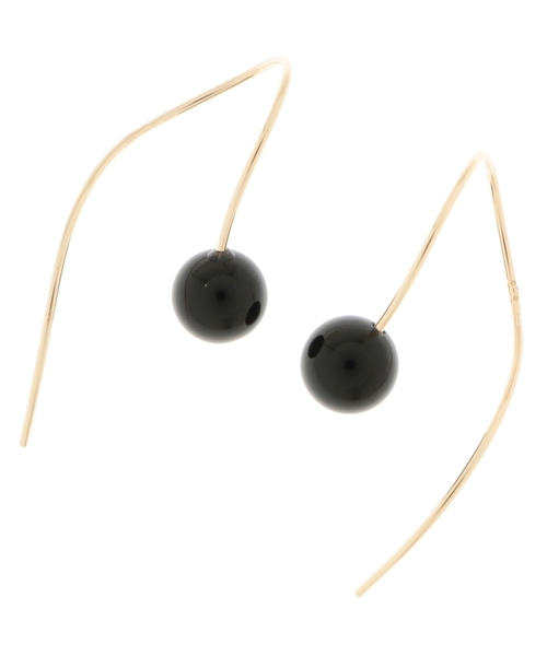 COCOSHNIK（ココシュニック）の「K10オニキス S字フックピアス(小)（ピアス（両耳用）・レディース・イエローゴールド・00）」の2枚目の写真