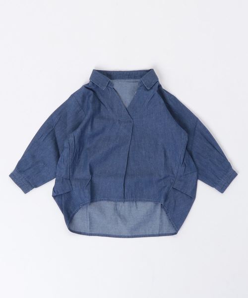 SEVENDAYS=SUNDAY（セブンデイズサンデイ）の「・デニムスキッパーシャツ（シャツ/ブラウス・キッズ・インディゴブルー/ダークインディゴブルー・100/110/120）」の2枚目の写真