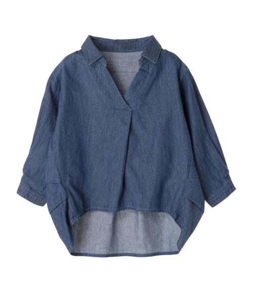 SEVENDAYS=SUNDAY（セブンデイズサンデイ）の「・デニムスキッパーシャツ（シャツ/ブラウス・キッズ・インディゴブルー/ダークインディゴブルー・100/110/120）」の7枚目の写真