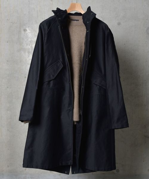 SHIPS（シップス）の「SC: フィンクスコットン フード コート（モッズコート・メンズ・ネイビー/ブラウン・SMALL/LARGE/MEDIUM）」の2枚目の写真