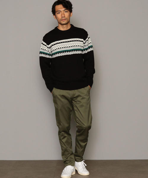 green label relaxing(グリーンレーベルリラクシング)の「SC パネルフェアアイルJQ クルーネック ニット(ニット/セーター・メンズ・ブラック/ホワイト・M/S/L)」の3枚目の写真