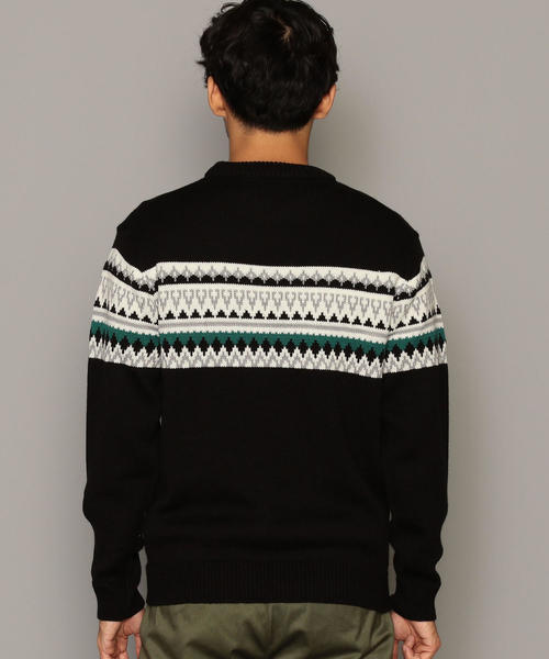 green label relaxing(グリーンレーベルリラクシング)の「SC パネルフェアアイルJQ クルーネック ニット(ニット/セーター・メンズ・ブラック/ホワイト・M/S/L)」の6枚目の写真