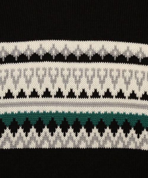 green label relaxing(グリーンレーベルリラクシング)の「SC パネルフェアアイルJQ クルーネック ニット(ニット/セーター・メンズ・ブラック/ホワイト・M/S/L)」の10枚目の写真