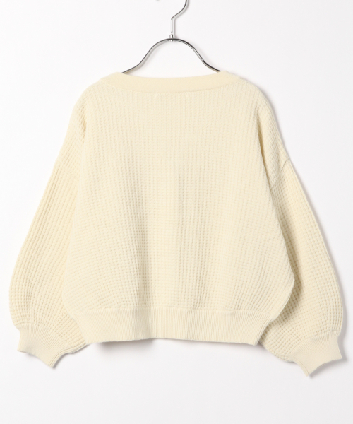 GLOBAL WORK（グローバルワーク）の「【キッズ】ソデボリュームワッフルカーデ/818793（カーディガン/ボレロ・キッズ・ホワイト/ブラック・SMALL/X-LARGE/LARGE/XX-LARGE/MEDIUM）」の3枚目の写真