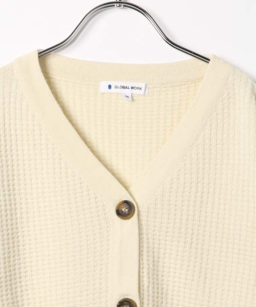 GLOBAL WORK（グローバルワーク）の「【キッズ】ソデボリュームワッフルカーデ/818793（カーディガン/ボレロ・キッズ・ホワイト/ブラック・SMALL/X-LARGE/LARGE/XX-LARGE/MEDIUM）」の4枚目の写真