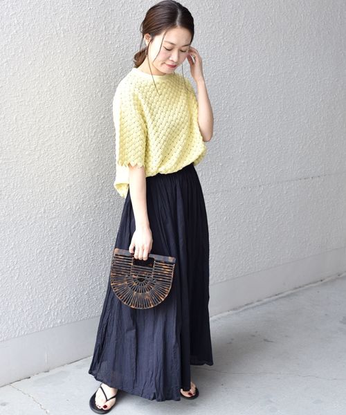 liflattie ships(リフラティ シップス)の「liflattie ships:レースクルーネックショートスリーブトップス◇(Tシャツ/カットソー・レディース・ホワイト/ブラック/イエロー・SMALL/MEDIUM)」の9枚目の写真