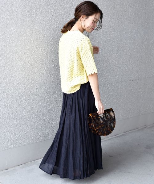 liflattie ships(リフラティ シップス)の「liflattie ships:レースクルーネックショートスリーブトップス◇(Tシャツ/カットソー・レディース・ホワイト/ブラック/イエロー・SMALL/MEDIUM)」の21枚目の写真