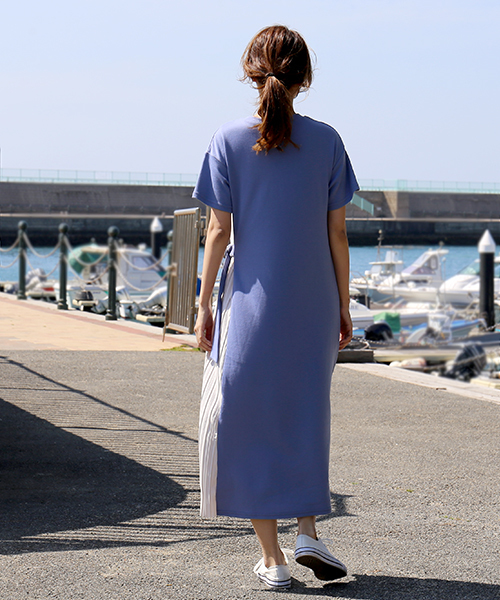 n'ee-ne（ネーネ）の「サイドプリーツワンピース半袖＆フレンチスリーブ（ワンピース・レディース・ブラック/ベージュ/ブルー/杢グレー/ブラック系その他/ベージュ系その他/グレー系その他・FREE）」の12枚目の写真